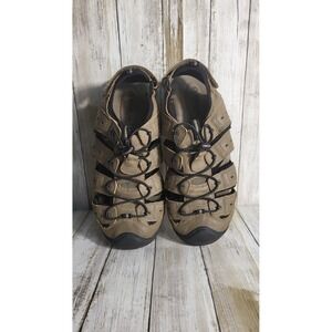 Magellan Outdoors Mens Fisherman Sandals Closed Toe Water Shoes Beige Black 9D